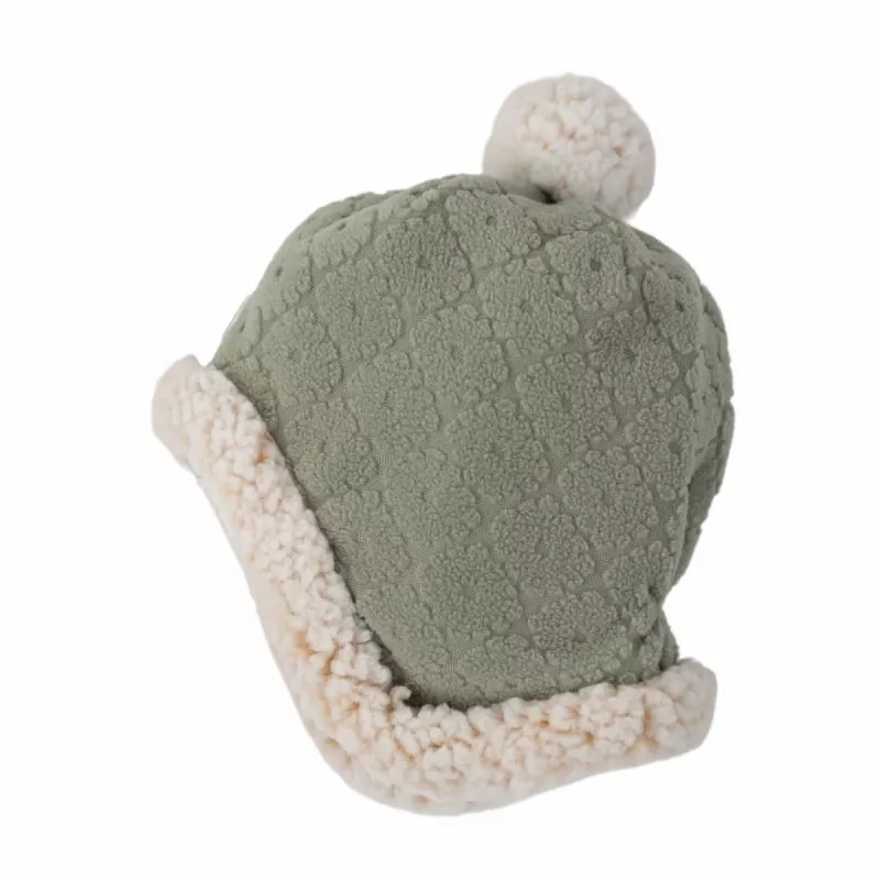 Lodger zweilagige Winter-Fleecemütze, Salbeigrün, Fleece Elm, 1-2 Jahre
