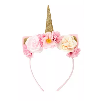 Souza! Einhorn-Stirnband mit Blumen und goldenem Horn
