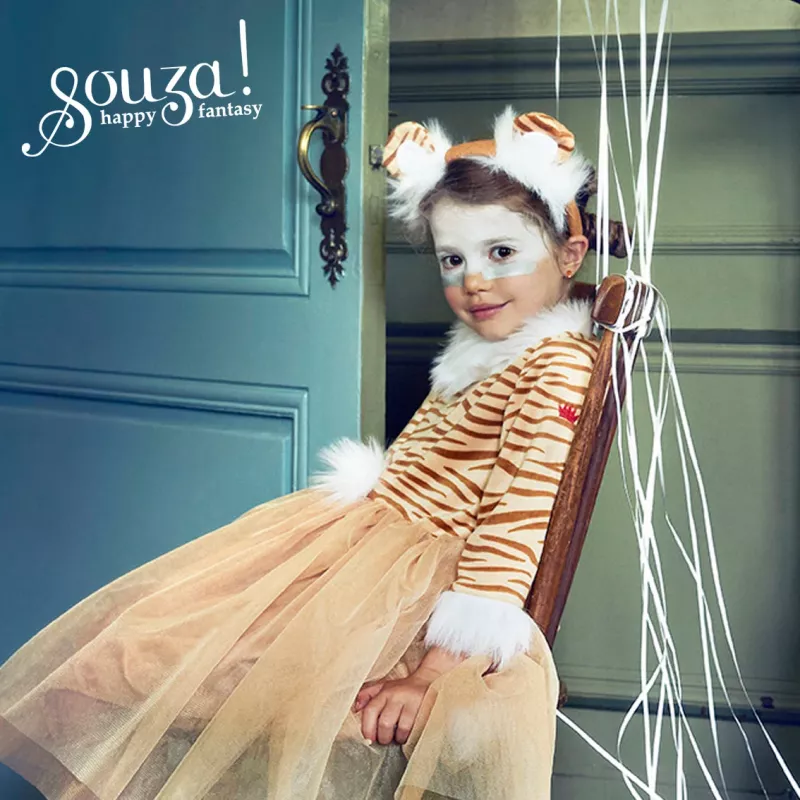 Souza! Tigerin Thara Kostüm Kleid + Haarband für Mädchen 3–4 Jahre