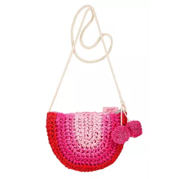 Souza! Kinder-Stroh-Umhängetasche mit hängenden Pompons Alies Pink