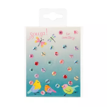 Souza! Selbstklebende Ohrringe Blumen 26 Stk. (Großpackung mit 12 Sets)