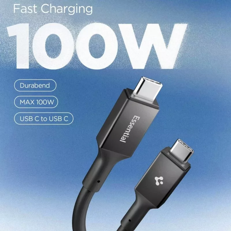 SPIGEN EB10020CC Essential USB-C auf USB-C Kabel 100W 200cm Schwarz