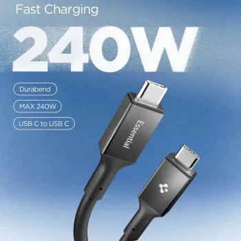 SPIGEN EB24012CC Essential USB-C auf USB-C Kabel 240W 120cm Schwarz