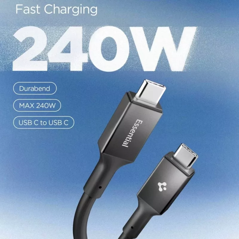 SPIGEN EB24012CC Essential USB-C auf USB-C Kabel 240W 120cm Schwarz