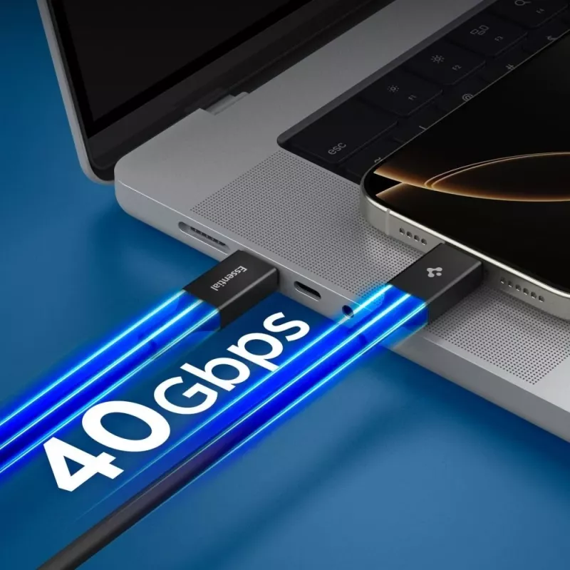 SPIGEN EB24012CC Essential USB-C auf USB-C Kabel 240W 120cm Schwarz