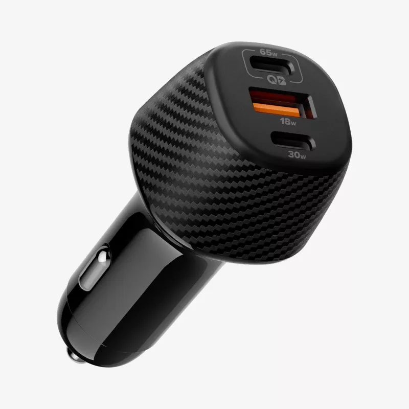 Spigen Essential EV1133 3-Port Auto-Ladegerät 113W Schwarz mit 100W USB-C Kabel 1m