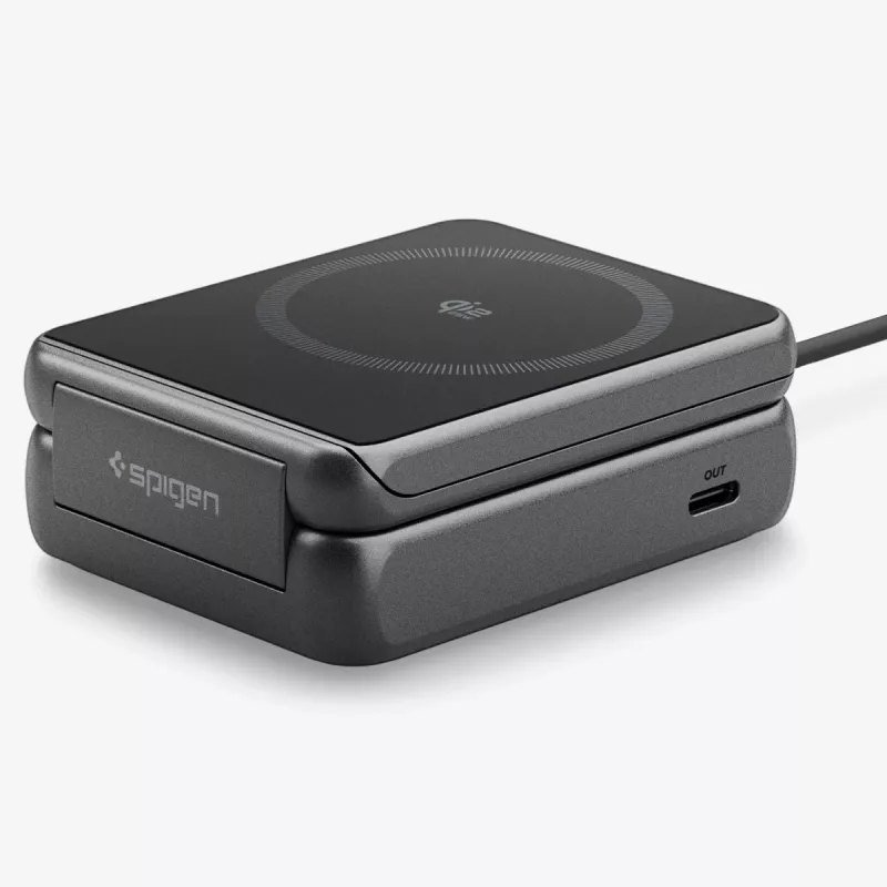 Spigen Essential Qi2 2-in-1 Wireless Charging Stand 25W MagSafe Black