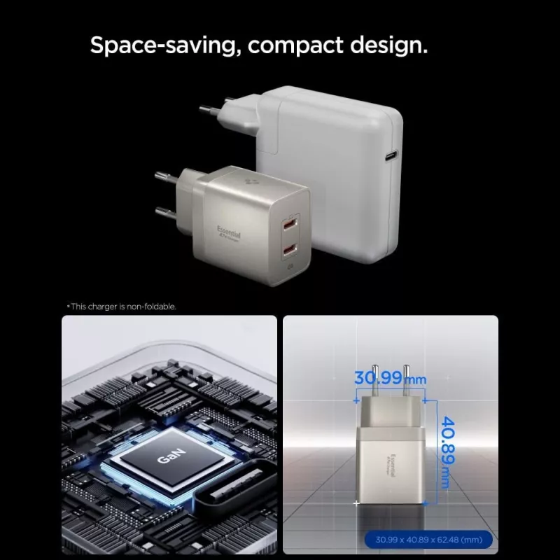 SPIGEN EE472EU-GAN Essential 2-Port Network Charger 47W Natural Titanium