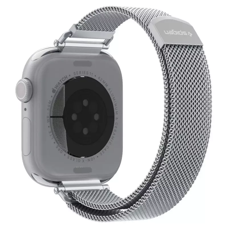 Spigen WBM4 Stainless Steel Band for Apple Watch 8/9/10/11/SE (40/41/42mm) Silver