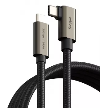RINGKE USB 3.2 Gen 2x2 Type-C 90 Grad Kabel PD 240W 200cm Schwarz