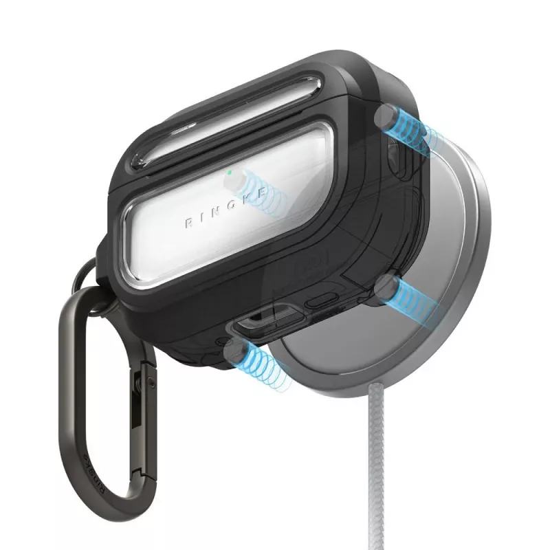 Ringke UX Magnetic Hülle für Apple AirPods Pro 3, MagSafe-kompatibel, mit Karabiner, transparent