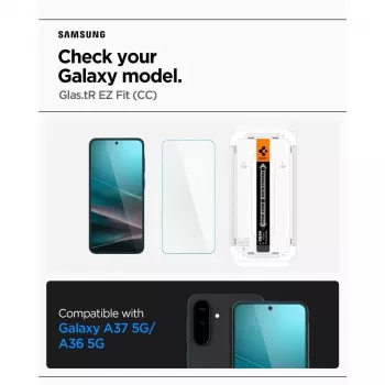 Spigen Glas.tR EZ Fit HD Tempered Glass Screen Protector für Samsung Galaxy A36 / A37 5G, klar, 2er-Pack
