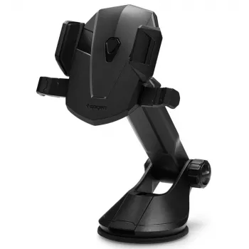 Spigen Car Mount Holder TS35 Kuel Series - Universal Smartphone Car Mount mit Saugnapf, Teleskoparm, 360°-Drehung, Schwarz