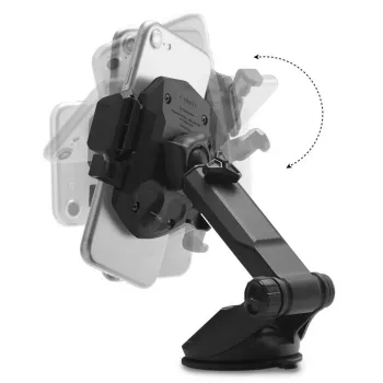 Spigen Car Mount Holder TS35 Kuel Series - Universal Smartphone Car Mount mit Saugnapf, Teleskoparm, 360°-Drehung, Schwarz