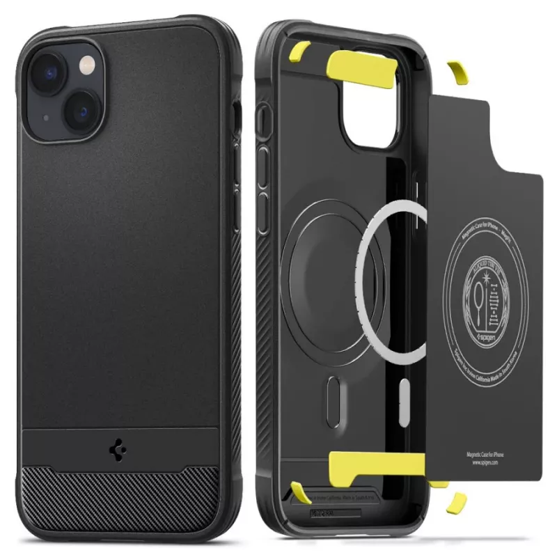 Spigen Rugged Armor Mag MagSafe iPhone 14 Hülle Matt Schwarz