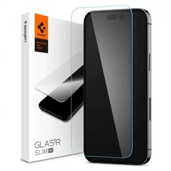 Spigen Glas tR Slim HD Screen Protector für Apple iPhone 14 Pro Max, gehärtetes Glas, 9H Härte, kratzfest, transparent, 1 Packung