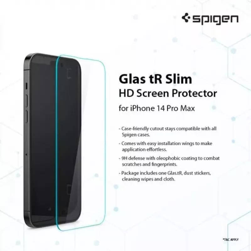 Spigen Glas tR Slim HD Screen Protector für Apple iPhone 14 Pro Max, gehärtetes Glas, 9H Härte, kratzfest, transparent, 1 Packung