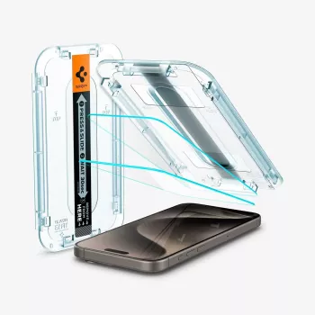 Spigen GLAS.tR EZ FIT 2-Pack Tempered Glass Screen Protector für iPhone 15 Pro