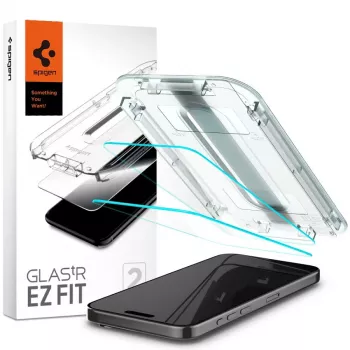Spigen GLAS.tR EZ FIT 2-Pack Tempered Glass Screen Protector für iPhone 15 Pro
