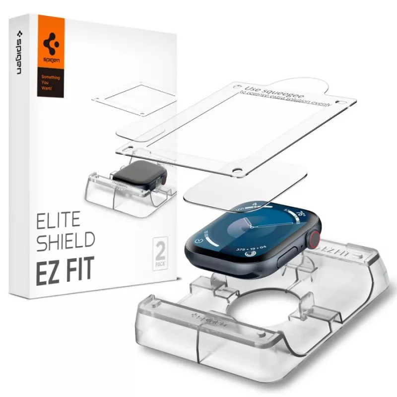 Spigen Elite Shield EZ Fit 2-Pack Hybrid Glass Screen Protector für Apple Watch 10 (46 mm) Clear