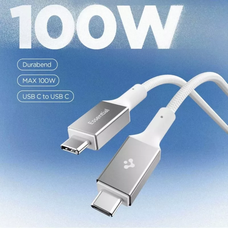 Spigen Essential USB-C auf USB-C Kabel 100W 1m Weiß