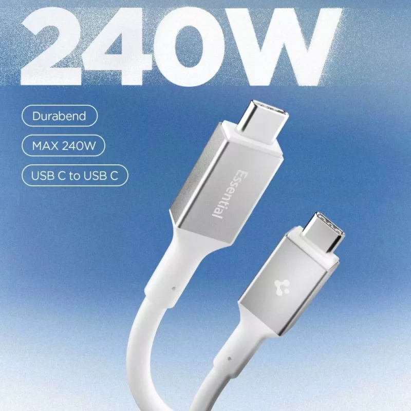 SPIGEN Essential USB-C auf USB-C Kabel 240W 120cm Weiß