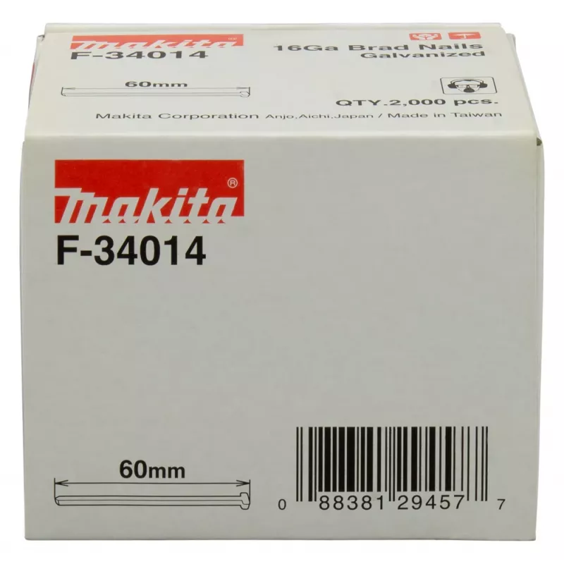 Makita F-34014 Brad Nails 60mm 2000 Stück verzinkter Stahl