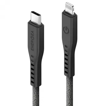 ENERGEA Flow USB-C auf Lightning Kabel 1,5m Schwarz 60W 3A PD Schnellladung MFi zertifiziert