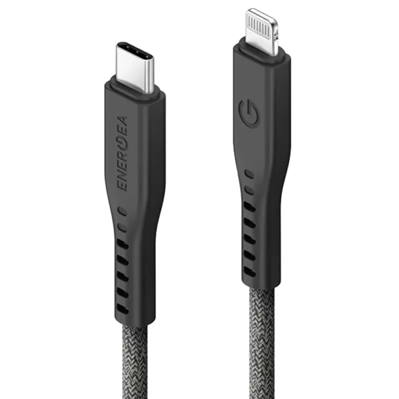 ENERGEA Flow USB-C auf Lightning Kabel 1,5m Schwarz 60W 3A PD Schnellladung MFi zertifiziert