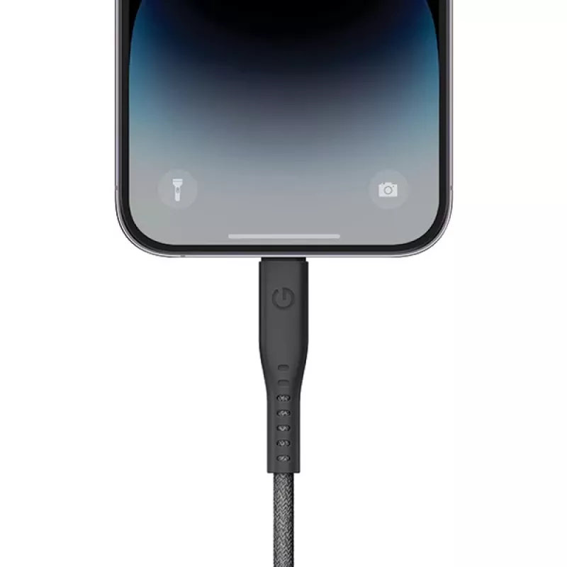 ENERGEA Flow USB-C auf Lightning Kabel 1,5m Schwarz 60W 3A PD Schnellladung MFi zertifiziert