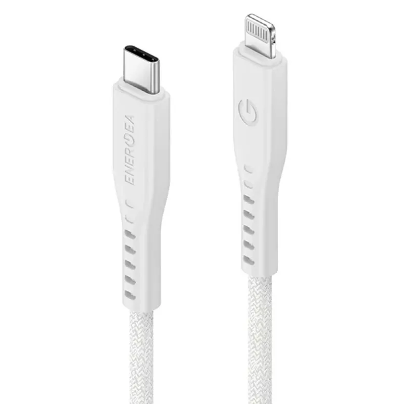 ENERGEA Flow USB-C auf Lightning Kabel 1,5m Weiß 60W 3A PD Schnellladung MFi