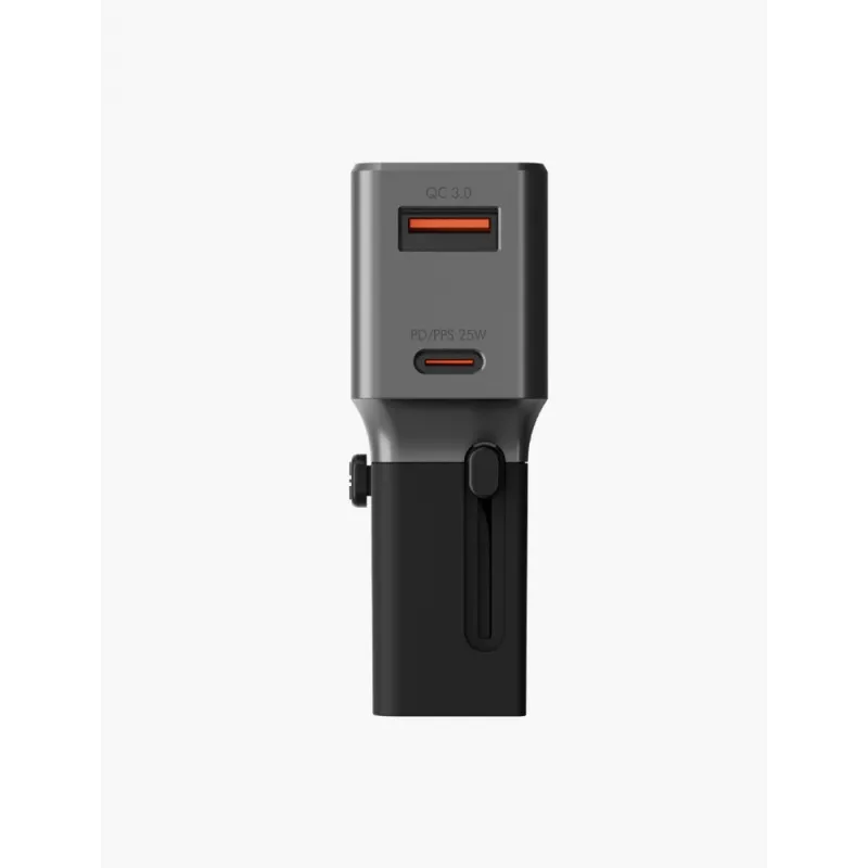 ENERGEA TravelWorld 1A1C 25W Universal Travel Adapter Gunmetal