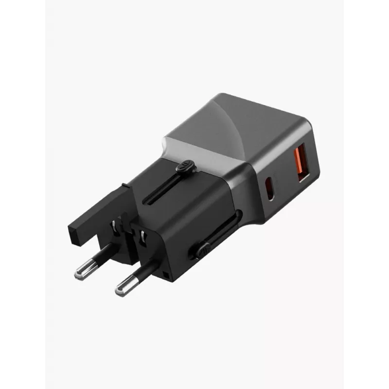 ENERGEA TravelWorld 1A1C 25W Universal Travel Adapter Gunmetal