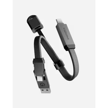 ENERGEA Sheath Key 2-in-1 USB-C auf USB-C/USB-A Kabel 15cm Gunmetal