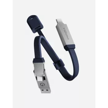ENERGEA Sheath Key 2-in-1 USB-C auf USB-C/USB-A Kabel 15cm Blau 60W 480Mbps
