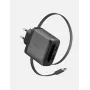 ENERGEA Ampcharge Arc 65W GaN USB-A/USB-C Wandladegerät mit einziehbarem USB-C-Kabel, Gunmetal