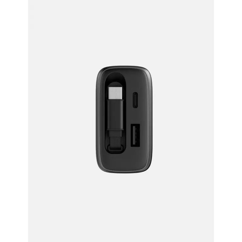 ENERGEA Ampcharge Arc 65W GaN USB-A/USB-C Wandladegerät mit einziehbarem USB-C-Kabel, Gunmetal