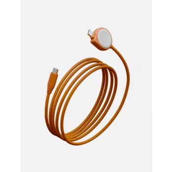 ENERGEA Flow Duo Watch 2-in-1 USB-C auf USB-C + Apple Watch Ladegerät 480Mbps 60W 1,5m Orange