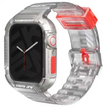 SKINARMA Saido 2-in-1 Case and Strap für Apple Watch 45/44mm, Clear/Transparent