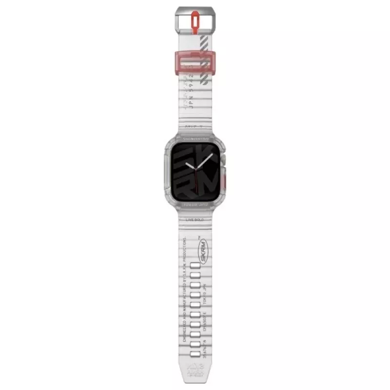 SKINARMA Saido 2-in-1 Case and Strap für Apple Watch 45/44mm, Clear/Transparent
