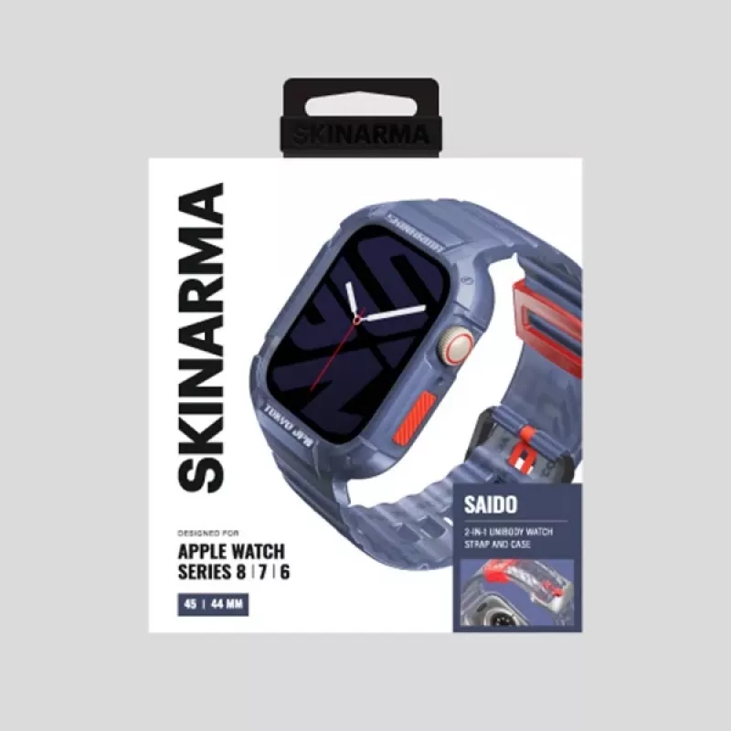 Skinarma Saido 2-in-1 Case with Integrated Strap for Apple Watch 45/44mm Dark Blue