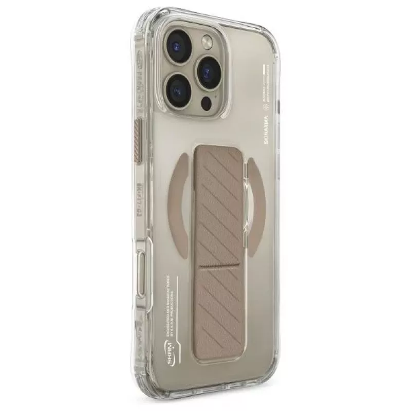 SKINARMA Axon Magnetic Charging + Grip Stand Case für iPhone 16 Pro 6,3 Zoll - Champagner