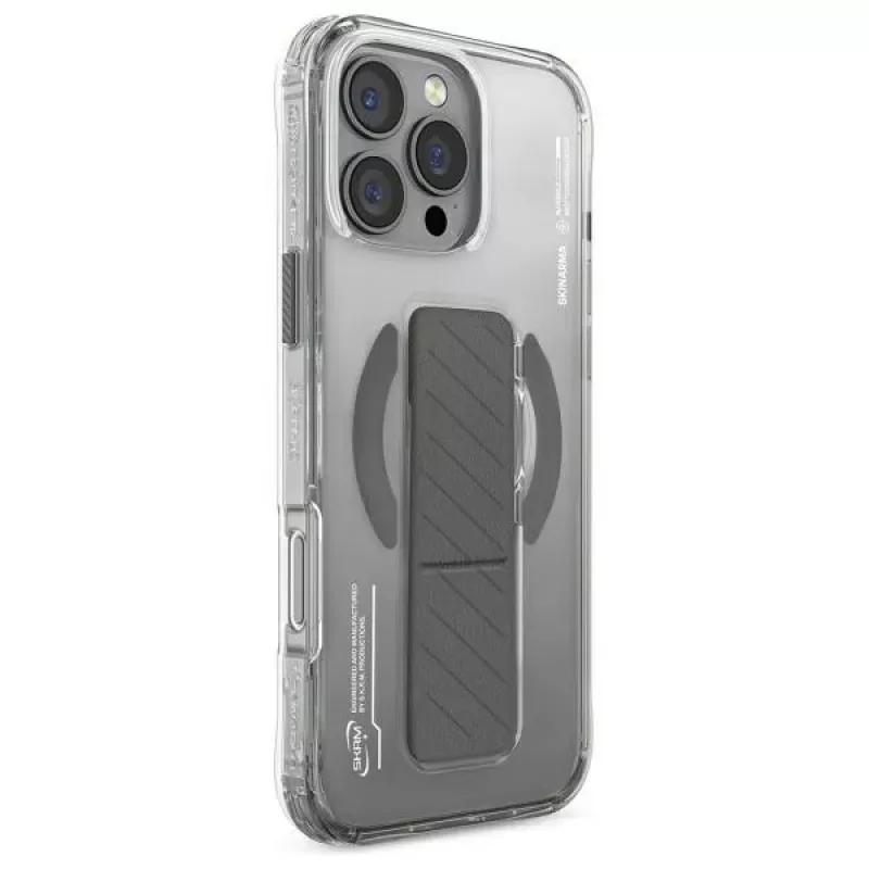 Skinarma Axon Case für iPhone 16 Pro 6,3 Zoll, magnetisches Laden + Griffständer, Titan