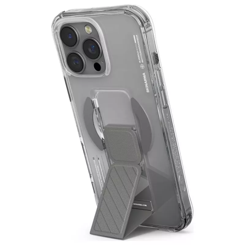 Skinarma Axon Case für iPhone 16 Pro 6,3 Zoll, magnetisches Laden + Griffständer, Titan