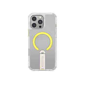 SKINARMA Helix Case für iPhone 16 Pro Max, magnetisch ladend, 360° drehbarer Standfuß, transparent