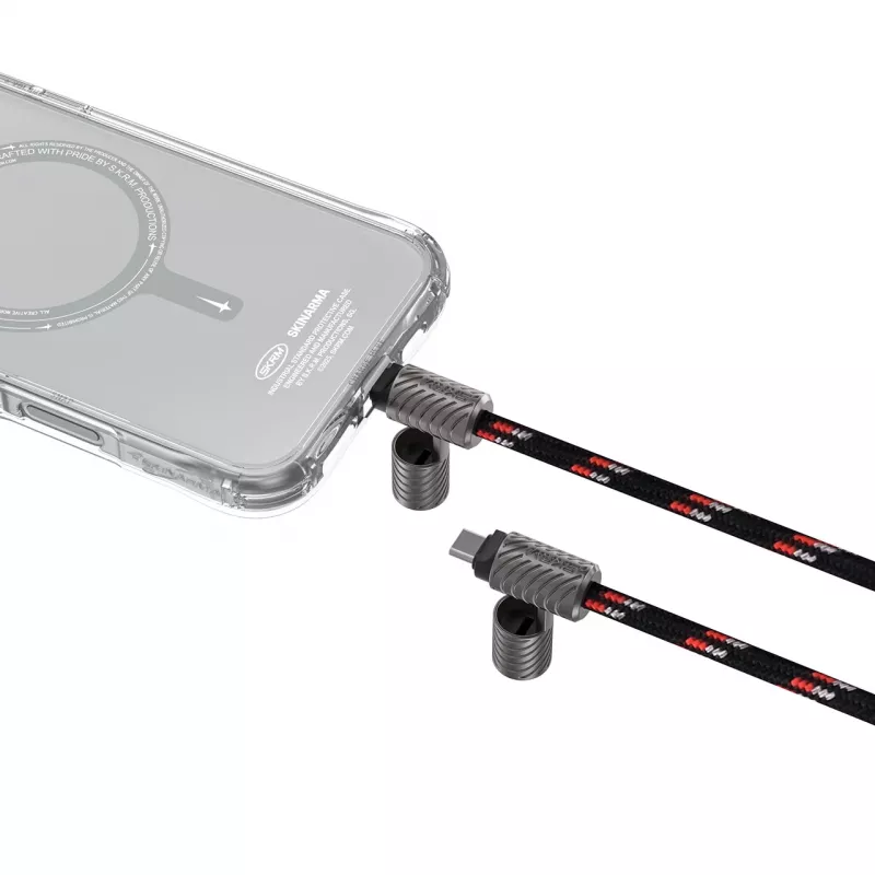 Skinarma Dyno Ve 2-in-1 USB-C auf USB-C Lanyard-Kabel, 80 cm, Schwarz