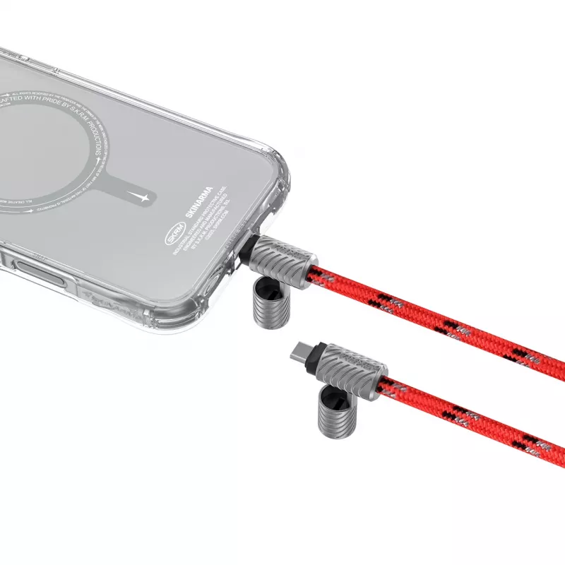 Skinarma Dyno Ve 2-in-1 Phone Lanyard mit USB-C-Ladekabel, 30 cm, Rot