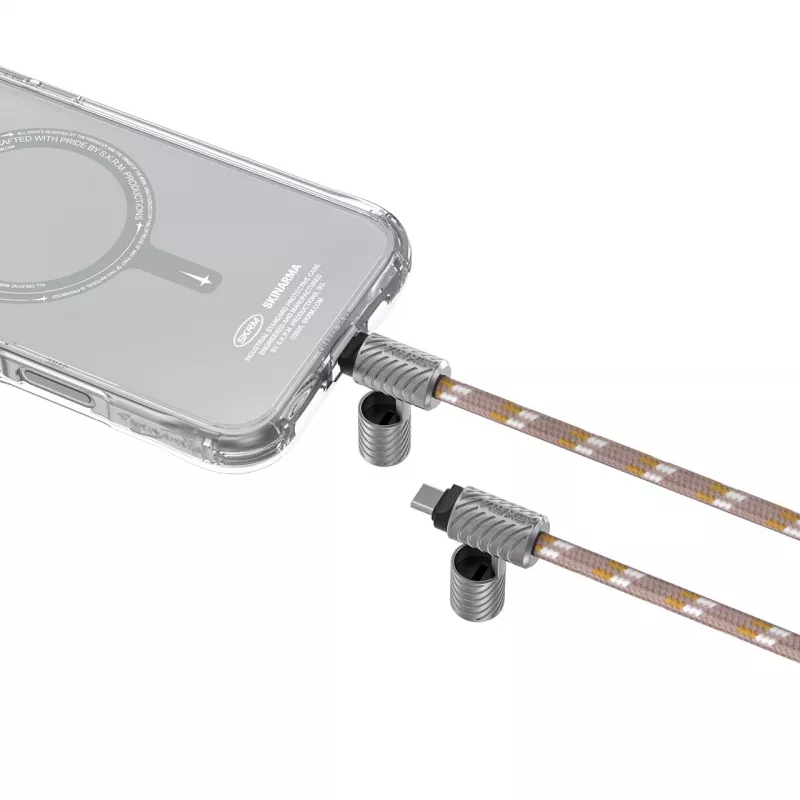 SKINARMA Dyno Ve 2-in-1 Phone Lanyard & Cable USB-C to USB-C 80cm Beige