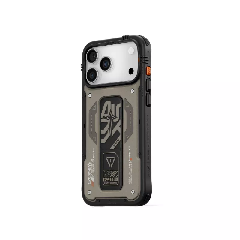 Skinarma Aegis Case für iPhone 17 Pro Magnetic Charging + Grip Stand Grau