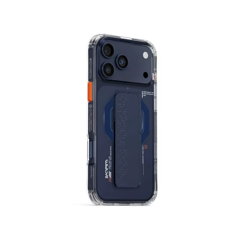 Skinarma Haxa Magnetic Charging + Grip Stand Case für Apple iPhone 17 Pro Max, Blau